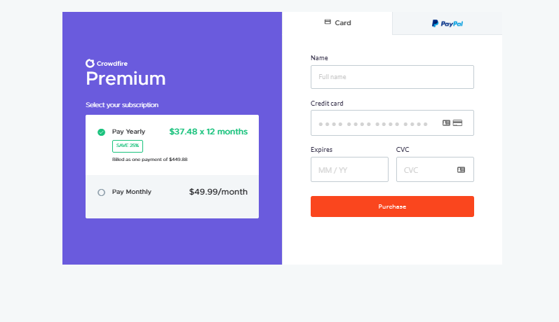 Crowdfire Payment Page
